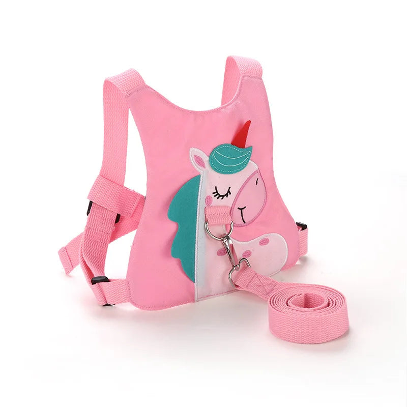Rosa Kindersicherheitsgurt und Leine-Set mit Pferd-Design