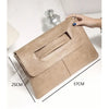 A tan leather crossbody clutch bag shown from above with dimensions 25cm by 37cm.
