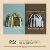 A striped insulated lunch bag shown from the side and top view, featuring a green and white pattern.