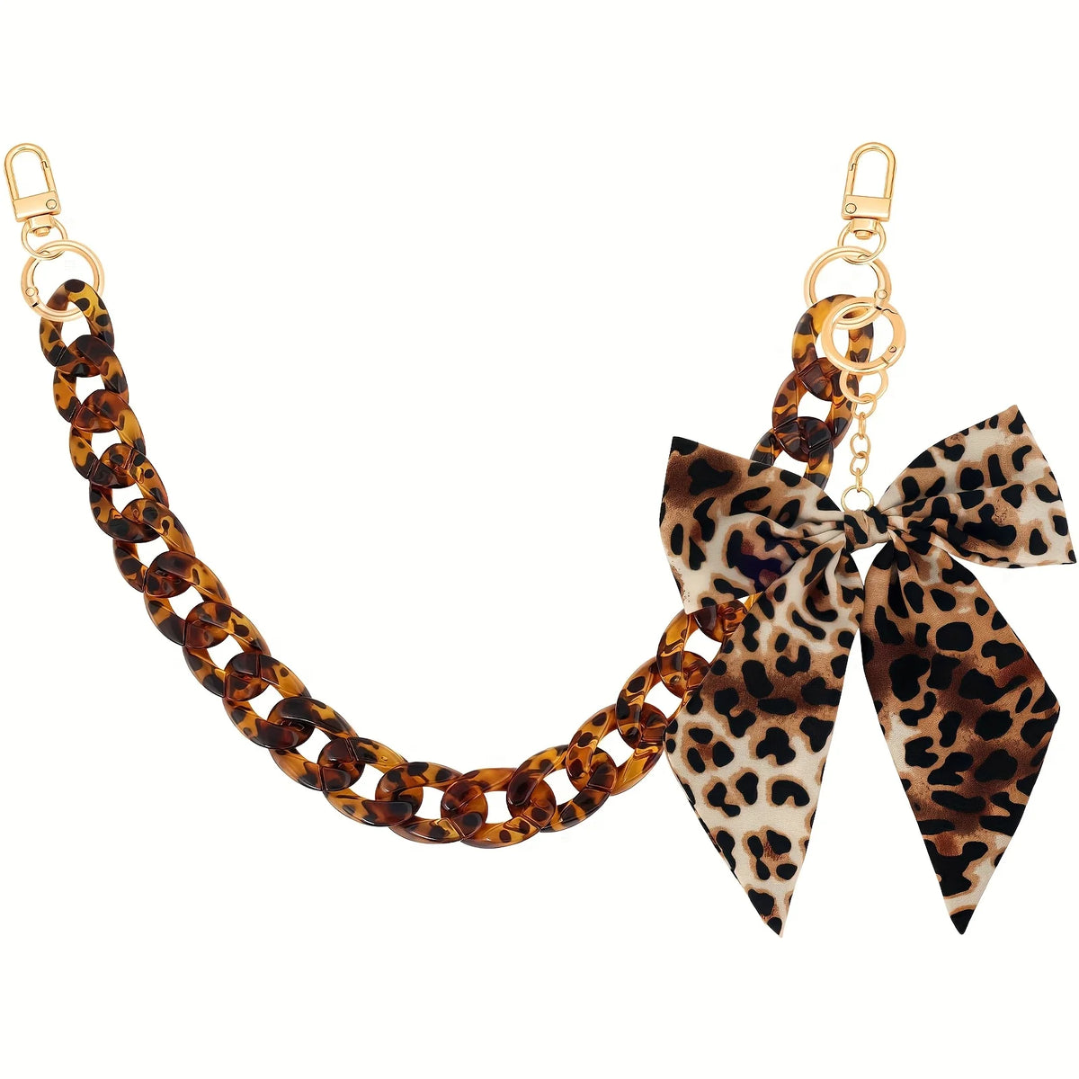 Goldkette mit Leopardenmuster-Anhänger und Schleifchen-Schlüsselanhänger