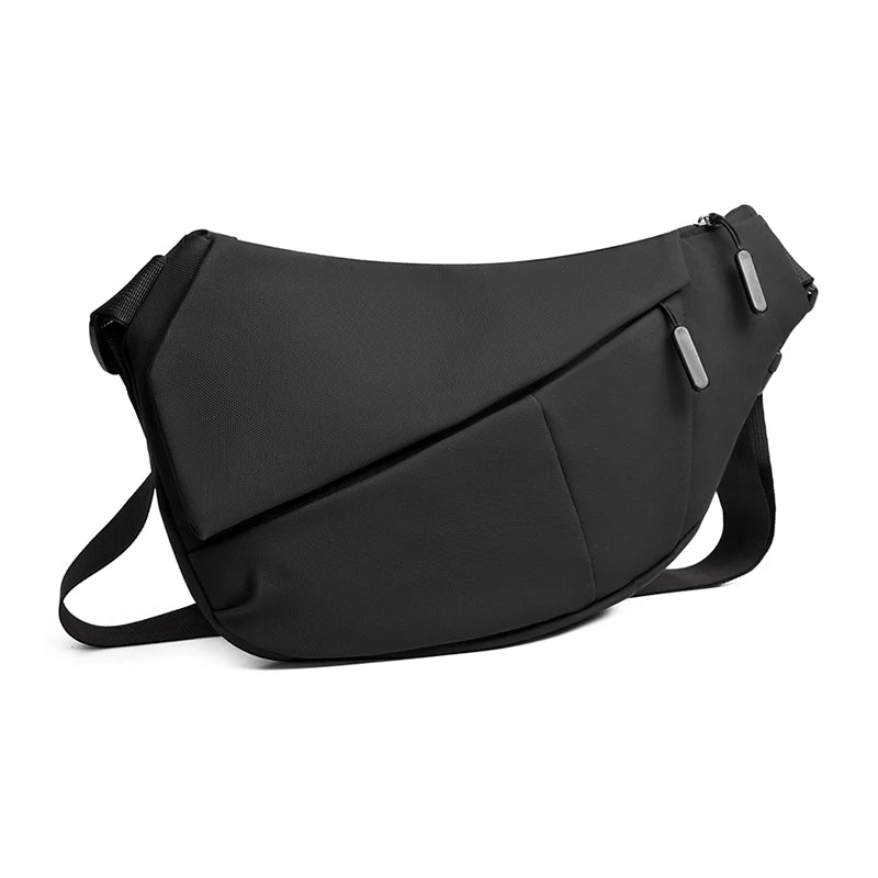 Black women's casual PU chest bag designed for daily use.