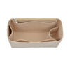 A light beige felt insert liner designed for handbags, showing internal compartments.