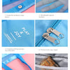 Nahaufnahmen der Merkmale einer isolierten Netztasche für Strand und Picknick, einschließlich Zier- und Stoffdetails