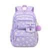 Lila Samt-Schulrucksack-Set für Mädchen mit Schleife und Plüsch-Pompon.