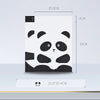 Dessin de visage de panda blanc imprimé sur une carte carrée, montré avec ses dimensions.