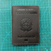 A dark brown leather passport holder for the Italian Republic of Italy, featuring the European Union emblem and the word PASS
