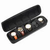Black leather watch organizer travel case with multiple slots for storing watches