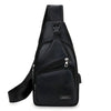 Sac bandoulière noir en PU multifonction avec fermeture éclair, vue de dos