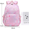 Pink quilted backpack with a floral pattern and pink accents for students