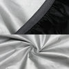 Close-up view of a heavy-duty outdoor camping backpack rain cover showing gray and black fabric details.