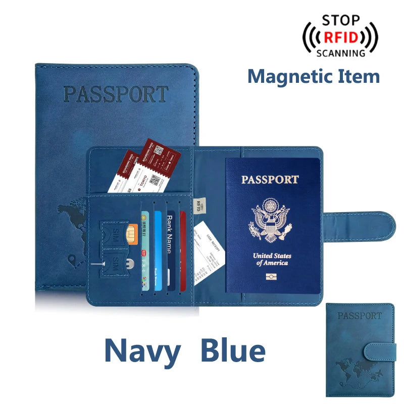 Portafotos magnético azul marino con símbolo de bloqueo RFID