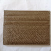 Braunes echtes Kuhleder-ID-Card-Halter-Wallet mit horizontalen Stähnlinien.