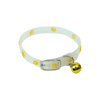 White glow-in-the-dark pet collar for dogs and cats with yellow paw prints