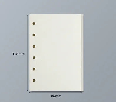 A white A7 crocodile ring binder notebook shown from the top view with dimensions 128mm by 86mm.