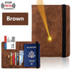 Brown elegant PU leather passport holder wallet with RFID scanning protection