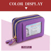 Purple multi-slot PU leather card and ID wallet with gold zipper detail
