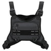Black ultralight tactical chest bag with reflective strips and adjustable straps