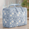 A light blue storage bag with a floral pattern is shown, featuring glowing rings above it.