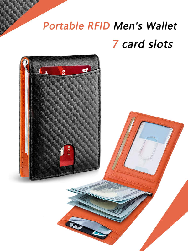 محفظة رجالية سوداء من ألياف الكربون بتقنية RFID مع سبعة فتحات للبطاقات