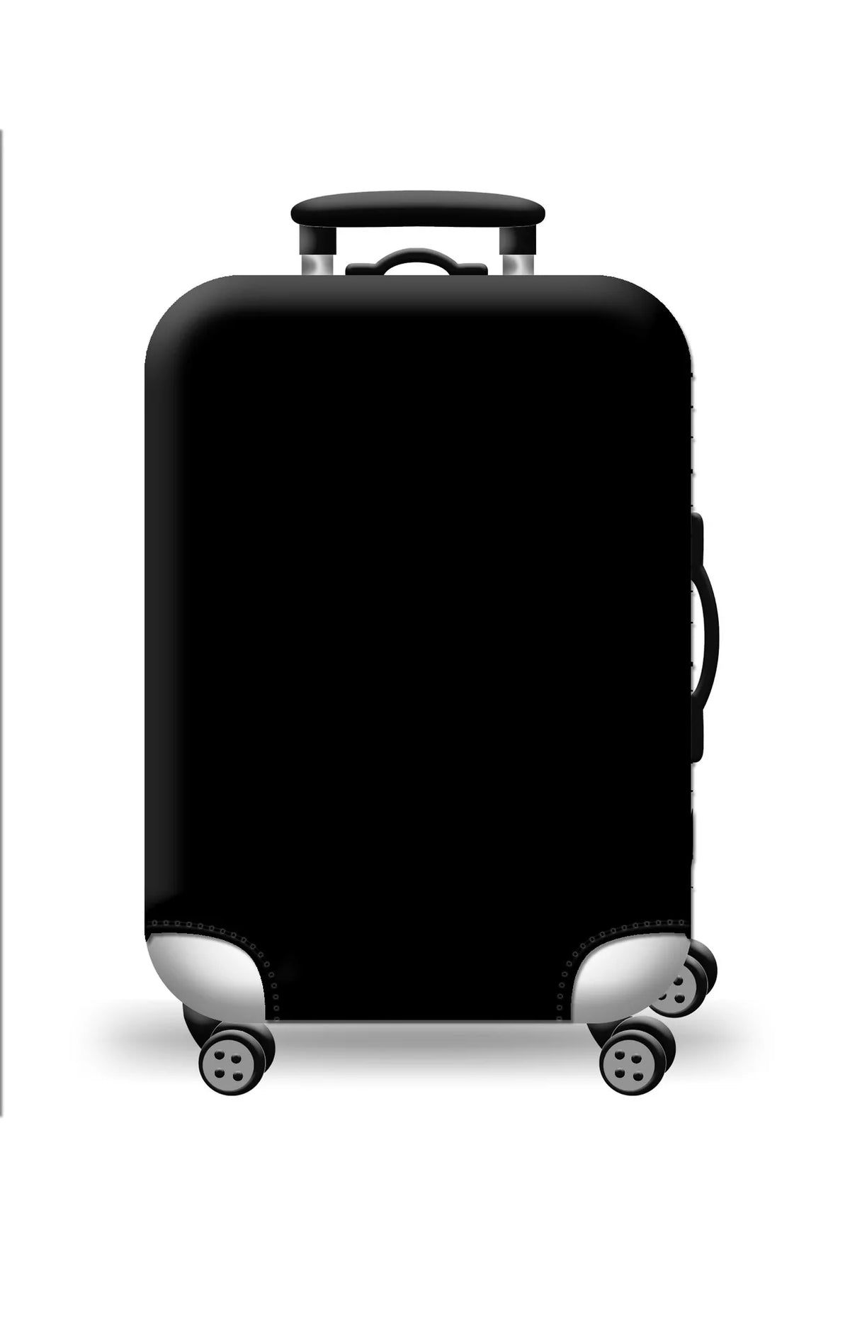 Black thick elastic protective cover for a suitcase or trolley with wheels.