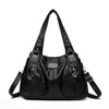 Schwarze Vintage-Soft-PU-Leder-Rucksack mit langer Tragegurt