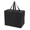 Black foldable insulated grocery and food cooler bag with carrying handles