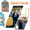 A collection of various luggage items including a green suitcase, a yellow suitcase, and a dark blue suitcase with wheels.