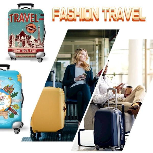 A collection of various luggage items including a green suitcase, a yellow suitcase, and a dark blue suitcase with wheels.