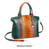 Grüne und orangefarbene Crocodile-Muster-Top mit Henkel, Crossbody-Tasche