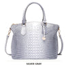 Silbergraue Alligatormuster-Top-Tasche mit Riemen und Crossbody-Strap