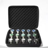 Black leather watch organizer travel case with multiple compartments for storing watches