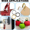 A collection of stainless steel spring clasp keychain rings and carabiner clips.
