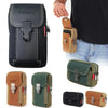 A collection of unisex tactical belt pouches in various colors including black olive green tan and brown leather.