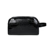 Black men's PU leather clutch handbag with a crocodile texture.