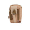 A tan tactical MOLLE waist pouch with a brown camouflage pattern and a dedicated phone pocket.