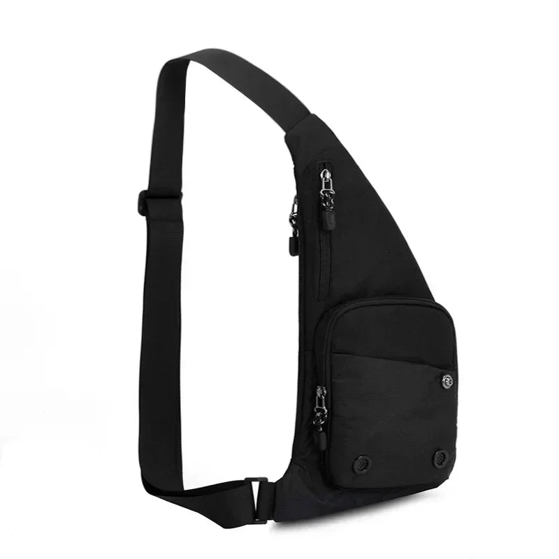 Black versatile crossbody sling bag designed for travel and outdoor adventures