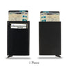 Black slim metal pop-up card holder wallet with multiple credit cards visible inside