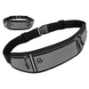 Black canvas waist fanny bag with adjustable strap and zipper details shown in multiple views.