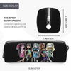 Black elegant leather pencil case featuring illustrations of magical girls