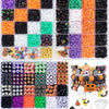 A variety of polymer clay beads and components for making Halloween themed bracelets and jewelry.
