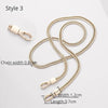 A gold chain strap with a clasp is shown, featuring a width of 0.8cm and a length of 3.7cm.