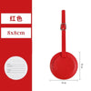Red PU leather luggage tag with a keyring and a circular tag for identification