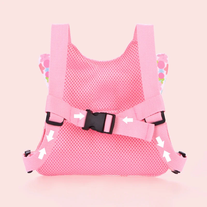 Rosa Kindersicherheitsgurt und Leine-Set mit rosa Stoff und weißen Pfeilen