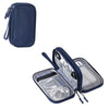 A navy blue waterproof cable organizer storage bag with a zippered compartment and mesh pockets.