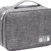 A gray portable digital organizer storage pouch with a zippered top.