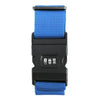 Black and blue adjustable luggage straps with a combination lock feature