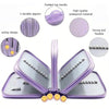 Purple pencil case with a smiley design featuring padded top handle and durable zippers