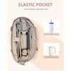A beige quilted pocket bag designed to fit tumbler and pencil cases.