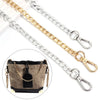 Silver and gold adjustable metal chains used as bag straps