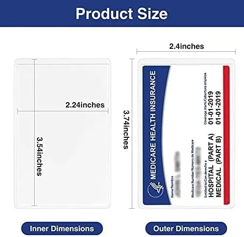 Image montrant les dimensions intérieures et extérieures d'une pochette de protection en PVC transparente.